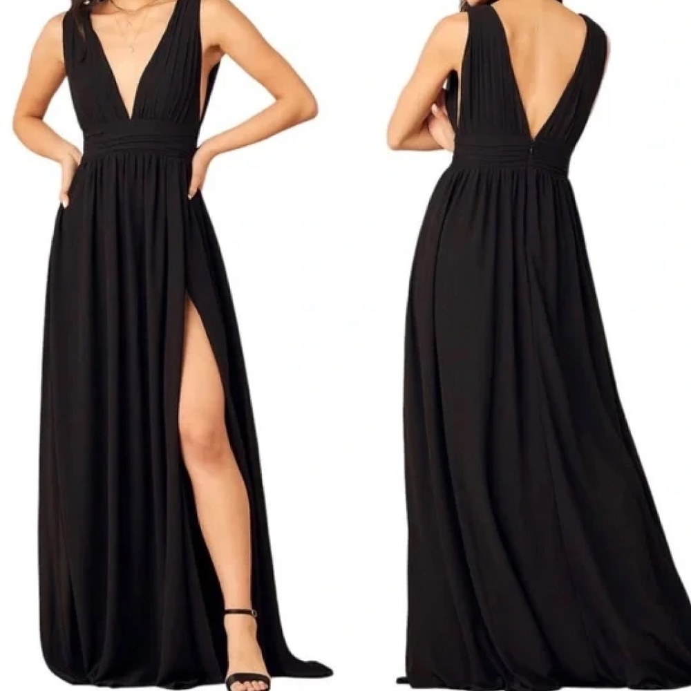 Lulus Heavenly Hues Black Maxi Formal Dress Gala Gown XL NWT